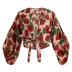 Adriana Degreas Fiore Blouse with Tye Front
